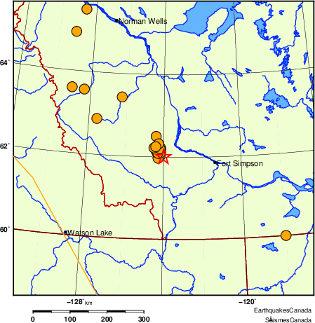 Map of historical earthquakes magnitude 5.0 and larger. Details in the data table below