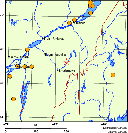 Map of historical earthquakes magnitude 5.0 and larger. Details in the data table below