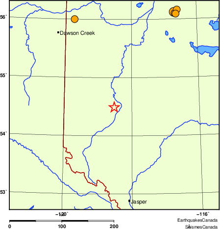 Map of historical earthquakes magnitude 5.0 and larger. Details in the data table below