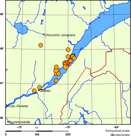 Map of historical earthquakes magnitude 5.0 and larger. Details in the data table below