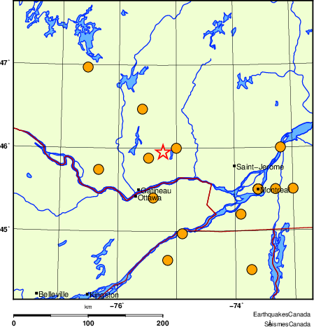 Map of historical earthquakes magnitude 5.0 and larger. Details in the data table below