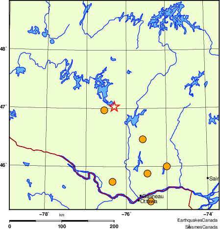Map of historical earthquakes magnitude 5.0 and larger. Details in the data table below