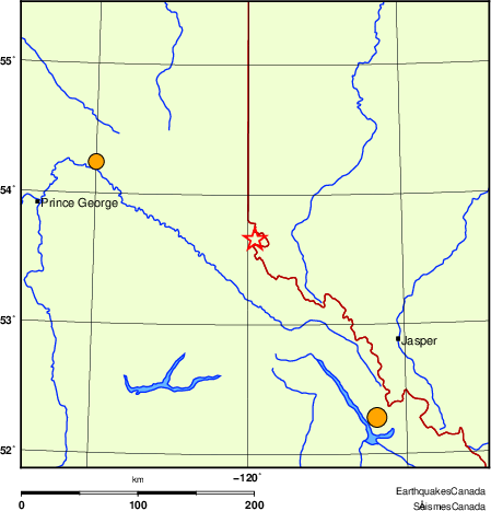 Map of historical earthquakes magnitude 5.0 and larger. Details in the data table below
