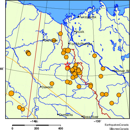 Map of historical earthquakes magnitude 5.0 and larger. Details in the data table below