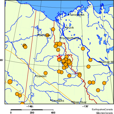 Map of historical earthquakes magnitude 5.0 and larger. Details in the data table below