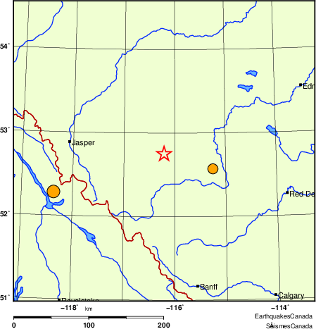 Map of historical earthquakes magnitude 5.0 and larger. Details in the data table below