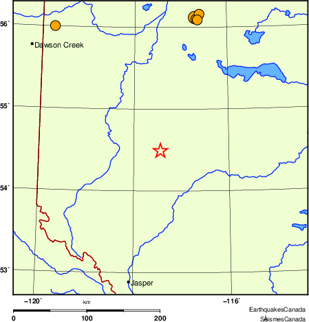Map of historical earthquakes magnitude 5.0 and larger. Details in the data table below