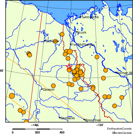 Map of historical earthquakes magnitude 5.0 and larger. Details in the data table below