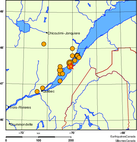 Map of historical earthquakes magnitude 5.0 and larger. Details in the data table below