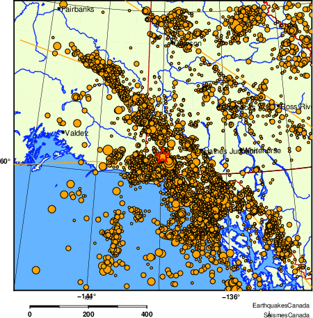 Map of earthquakes magnitude 2.0 and larger, 2000 - present
